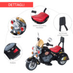 Mini Moto Elettrica per Bambini da 37-72 Mesi 3 Ruote Batteria 6V PP Ferro, Velocità 2,5KM/h, 92×53×67cm - immagine 7
