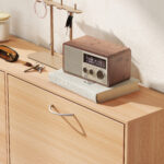 Scarpiera Ingresso Salvaspazio Slim con 4 Ante a Ribalte, Mobile Scarpiera Moderna per 24 Paia di Scarpe con Ripiani Regolabili, Portascarpe in Legno, 120x24x81cm, Color Legno - immagine 9