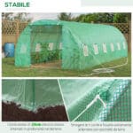Serra da Giardino con Porta Avvolgibile e 12 Finestre in Acciaio e PE, 8×3×2m, Verde - immagine 3