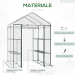 Serra da Giardino Esterno in PVC Trasparente, Serra da Balcone con Scaffali per Piante Orto 1,43 x 1,43 x 1,95m - immagine 4