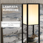Lampada a Terra 40W con 3 Mensole Integrate e Interruttore a Pedale, Lampada Moderna in MDF e PS, 26x26x160 cm, Nero e Bianco - immagine 5