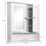 Mobiletto Armadietto a Muro con Specchio da Bagno Cucina in MDF 56 x 13 x 58cm Bianco - immagine 3