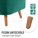 Poltrona da Camera da Letto e Salotto in Velluto Verde con Imbottitura Spessa e Solida Struttura in Legno (67x65x77cm) - immagine 6