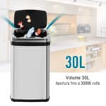 Elegante Bidone pattumiera In acciaio inox con sensore elettronico di apertura 30L - immagine 6