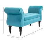Panca Fondoletto in Stile Vintage, Struttura in Legno e Seduta Imbottita Stile Chesterfield, Azzurra 117 x 40 x 58cm - immagine 3