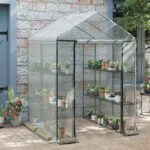 Serra da Giardino Esterno in PVC Trasparente, Serra da Balcone con Scaffali per Piante Orto 1,43 x 1,43 x 1,95m - immagine 2