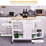 Carrello da Cucina Classico con Cassetti e Ruote in Legno Salvaspazio 89x40x84cm - immagine 4