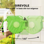 Avvolgitubo da Giardino Retrattile con Tubo dell'Acqua 15 m, Rullo Avvolgitubo da Parete Girevole a 180°, Avvolgitubo Automatico Tubo da Giardino per Irrigazione in plastica, Verde - immagine 4