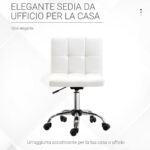 Sedia da Ufficio Ergonomica, Sedia Girevole Altezza Regolabile in Pelle Sintetica 46 × 51 × 80-92cm - immagine 5