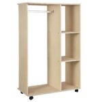 Stand Appendiabiti con 3 Ripiani e Barra Attaccapanni per Vestiti, 80x40x128 cm, Beige