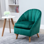 Poltrona da Camera da Letto e Salotto in Velluto Verde con Imbottitura Spessa e Solida Struttura in Legno (67x65x77cm) - immagine 2