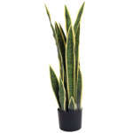 Sanseveria Artificiale Pianta Finta Realistica con Vaso,  Ø15cm x 80cm, Verde e Giallo