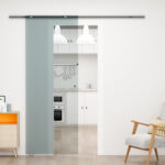 Porta Scorrevole in Vetro Smerigliato con Binario in Alluminio per Bagno Cucina Studio Vetro 205cm - immagine 2