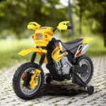 Moto Elettrica per Bambini 3 anni e Più, Moto Cross Elettrica con Rotelle, Batteria 6V Velocità 2,5km/h, 102 x 53 x 66cm, Giallo - immagine 2