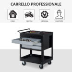 Carrello da Officina Professionale Cassettiera Portautensili in Lamiera, Nero, 68 x 46 x 88cm - immagine 7