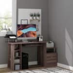 Scrivania per PC da Camera e Ufficio con Cassetto e Scaffale in Legno - immagine 2