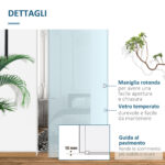 Porte Scorrevoli in Vetro Satinato da Interni con Binario B3 in Alluminio per Bagno Cucina Studio 205x90x0,8cm - immagine 5