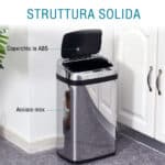 Elegante Bidone pattumiera In acciaio inox con sensore elettronico di apertura 30L - immagine 7