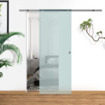 Porta Scorrevole in Vetro Smerigliato con Binario in Alluminio per Bagno Cucina Studio Vetro 205cm - immagine 4