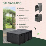 Set di Mobili da Giardino Esterno Set da Pranzo 11pz con Cuscini Nero - immagine 4