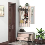 Set Arredo Guardaroba 3 in 1 con Specchio e Scarpiera da Ingresso Pannello Truciolare 90 x 21,5 x 116cm Quercia - immagine 7