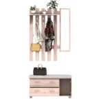 Set Arredo Guardaroba 3 in 1 con Specchio e Scarpiera da Ingresso Pannello Truciolare 90 x 21,5 x 116cm Quercia - immagine 9
