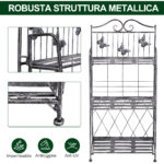Scaffale Fioriera 3 Ripiani Pieghevole da Giardino Balcone Argento - immagine 6