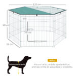 Recinto Pieghevole per Cani e Cuccioli in Filo Metallico Ø120x60 cm con Copertura in Poliestere Impermeabile - immagine 3