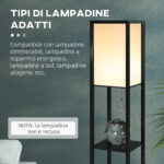 Lampada a Terra 40W con 3 Mensole Integrate e Interruttore a Pedale, Lampada Moderna in MDF e PS, 26x26x160 cm, Nero e Bianco - immagine 6