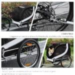 Rimorchio per Cani da Bicicletta, bianco e nero, 130x90x110cm - immagine 5