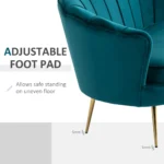 Divano Vintage 2 Posti Industrial Chic, in Tessuto Effetto Velluto e Metallo, 130x77x77 cm, Alzavola e Oro - immagine 11