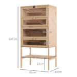 Gabbia per Criceti Roditori Porcellini d'India in Legno Massello Tetto Apribile 4 Ripiani Collegati con Rampe 60x40x120cm - immagine 3