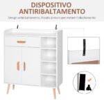 Credenza Moderna con Armadietto e Cassetto, Mobile Multiuso in Legno per Cucina e Salotto, 80 x 29,5 x 96cm Bianco - immagine 5