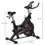 Cyclette da Casa per Allenamento in Acciaio Nero, Cyclette Professionale da Seduti Capacità 120 kg con Supporto per Cellulare, Monitor LCD, Manubrio e Resistenza Regolabile, Volano 10kg - immagine 3