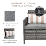 Divano 3 Posti da Esterni in Rattan (PE) con Cuscini Imbottiti e Sfoderabili, Giardino/Terrazzo, 173x68x78cm - immagine 5