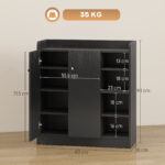 Scarpiera Ingresso con 4 Ripiani Aperti, Scarpiera Armadio Multiuso con Armadietto a 2 Ante e Ripiani Regolabili, Porta Scarpe Salvaspazio per 12 Paia, 83x30x90 cm, Nero - immagine 3