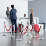 Transenne Elimina Separacode Paletti di Delimitazione con Corde Rosso Acciaio Inox Ф32 x 95CM Argento - immagine 2