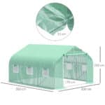 Serra da Giardino 3,5 x 3 x 2m con Tetto Spiovente in PE, Porta e 6 Finestre, Verde - immagine 3