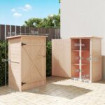 Casetta da Giardino in Legno di Abete con Tetto Impermeabile e 2 Mensole, 75x56x115 cm - immagine 3
