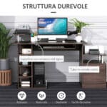 Scrivania per PC da Camera e Ufficio con Cassetto e Scaffale in Legno - immagine 5