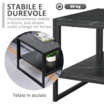 Tavolino da Caffè Nero, Tavolino Effetto Marmo con Ripiano Inferiore, da Soggiorno o Ufficio, Design Moderno, Telaio in Acciaio, 106x50x45cm, Nero - immagine 6
