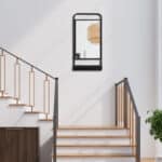 Specchio da Parete con Mensola Inferiore e Struttura in Metallo, 36,2x12x71,7cm, Nero - immagine 6