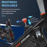 Cyclette da Casa per Allenamento in Acciaio Nero, Cyclette Professionale da Seduti Capacità 120 kg con Supporto per Cellulare, Monitor LCD, Manubrio e Resistenza Regolabile, Volano 10kg - immagine 5