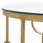 Set 2 Pezzi Tavolini da Caffè Design Elegante con Motivi a Cerchio, Metallo e Vetro Temperato Φ41x57cm & Φ36x51cm, Oro - immagine 9