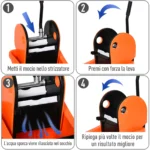Secchio per Mocio Professionale 36L, Carrello Lavapavimenti con Strizzatore Manuale e 2 Secchi, Arancione e Nero - immagine 10