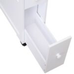 Mobiletto da Bagno 2 Cassetti Salvaspazio con 4 Ruote Legno 16x52x71,5cm Bianco - immagine 8