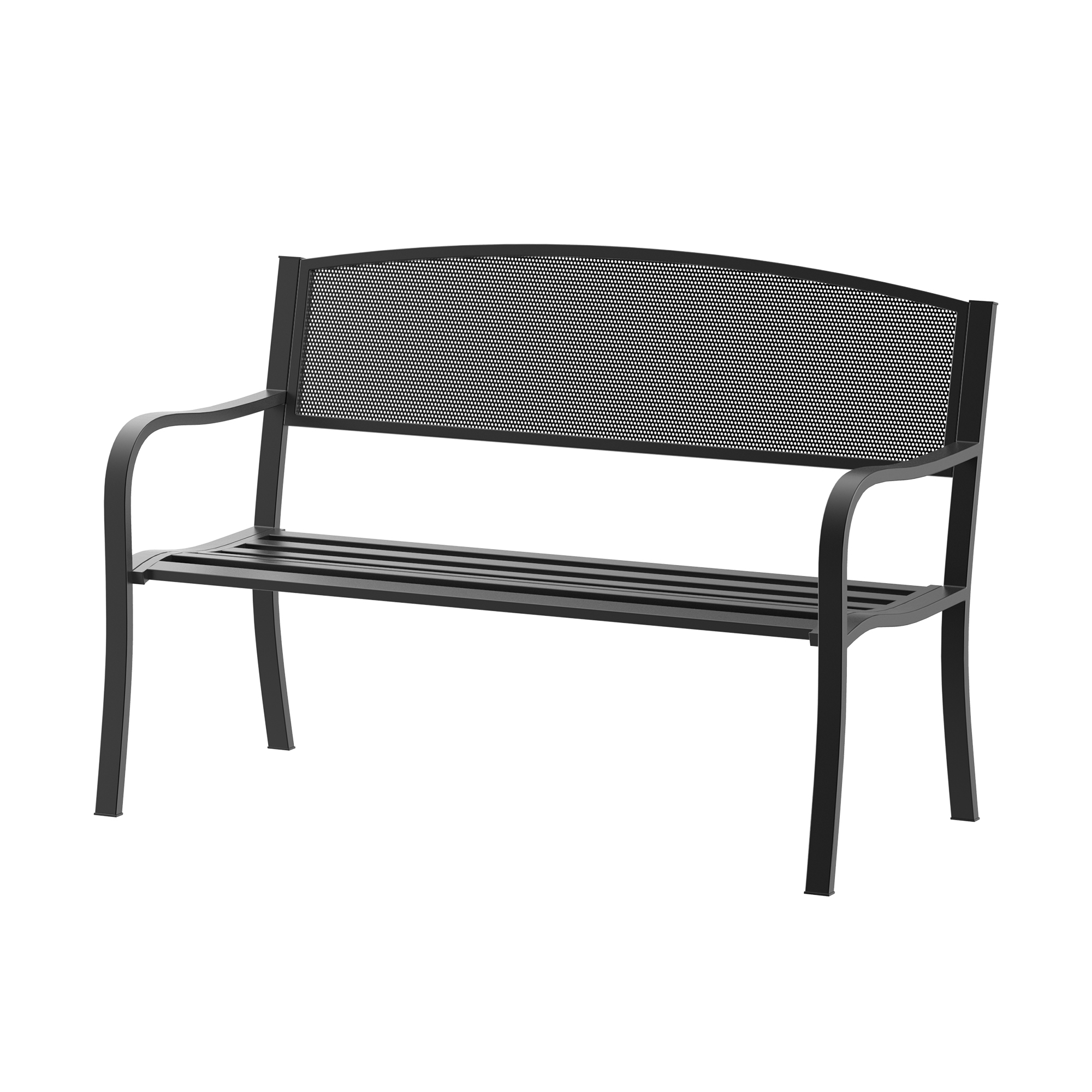 aGh92c194970bc921.jpg Panchina da Esterno Panca da Giardino Max 240kg Metallo 127 × 60 × 85cm Nero - immagine 1