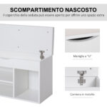 Panca Scarpiera, Mobile Portascarpe Salvaspazio con Sedile Imbottito Ribaltabile da Ingresso Legno, 80x30x47cm, Bianco - immagine 4