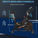 Cyclette da Casa per Allenamento in Acciaio Nero, Cyclette Professionale da Seduti Capacità 120 kg con Supporto per Cellulare, Monitor LCD, Manubrio e Resistenza Regolabile, Volano 10kg - immagine 6