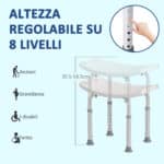 Sgabello Sedile Sedia per Doccia Bagno, Antiscivolo, Altezza Regolabile - immagine 7